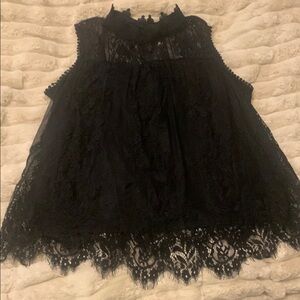 Black Lace Sleeveless Blouse